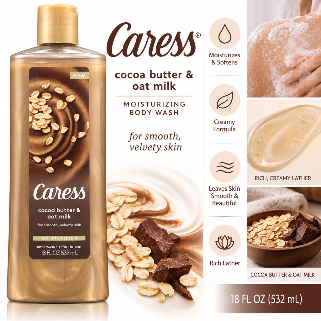 Moisturizing Body Wash with Cocoa Butter & Oat Milk 18 oz - Soft & Smooth Skin