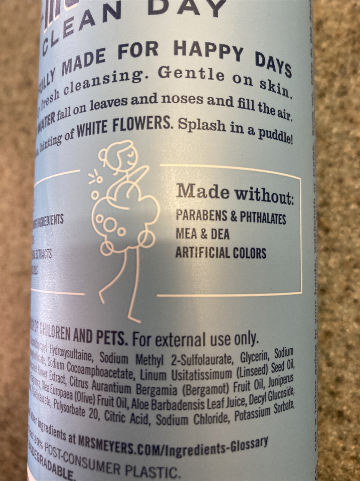 Mrs. Meyers Rain Water Body Wash - 16 oz Natural Shower Gel