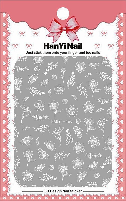 Nail Art Stickers Floral Butterfly Daisies White Daisy Branch Design