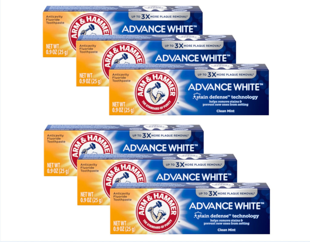 Arm & Hammer White Toothpaste Clean Mint 0.9 oz Pack of 6 - Anticavity Oral Care