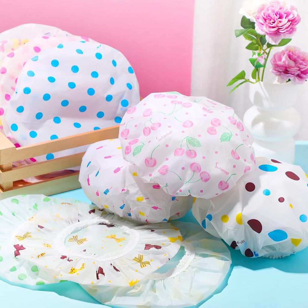 Reusable Plastic Shower Caps 20 Pack Waterproof Hair Cover for Women