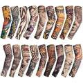18 Pcs Temporary Tattoo Arm Sleeves – Random Pattern Nylon Spandex Sleeves for Men Women