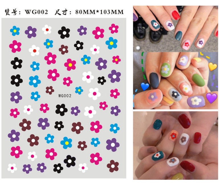 Colorful 3D Nail Art Stickers - Waterproof Floral Fruit Mermaid Designs