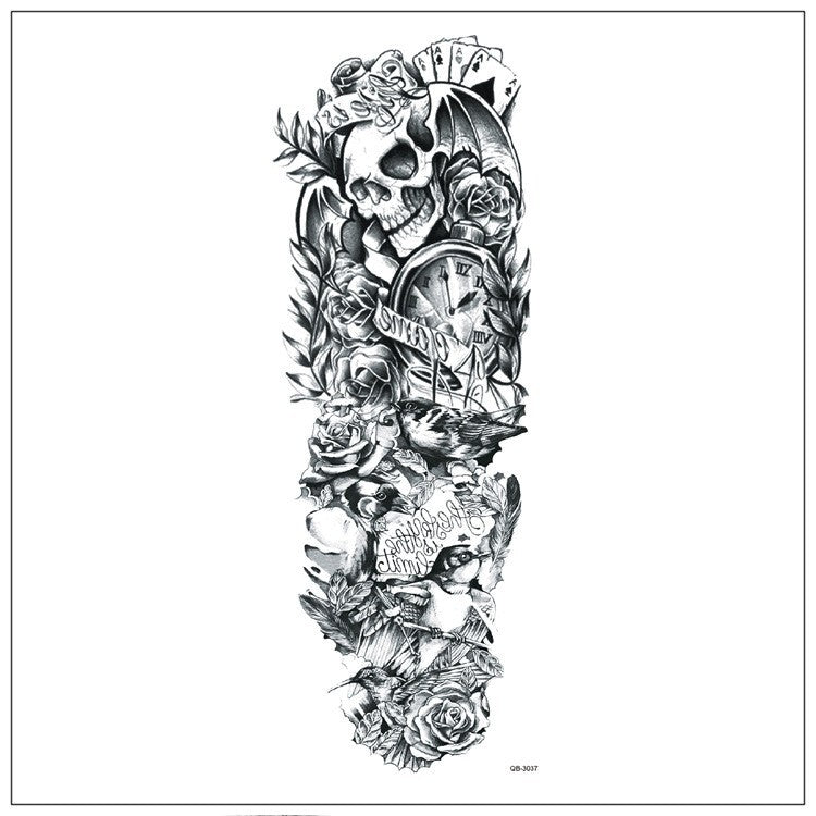 Large Temporary Body Art Arm Tattoo Sleeve 5Pcs Waterproof, 48x17 cm