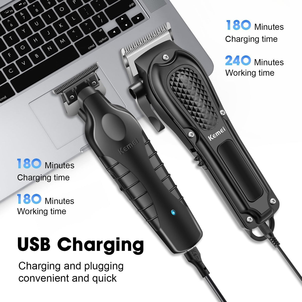 Cordless Rechargeable Hair Clippers Set for Men - Professional Barber Grooming Kit