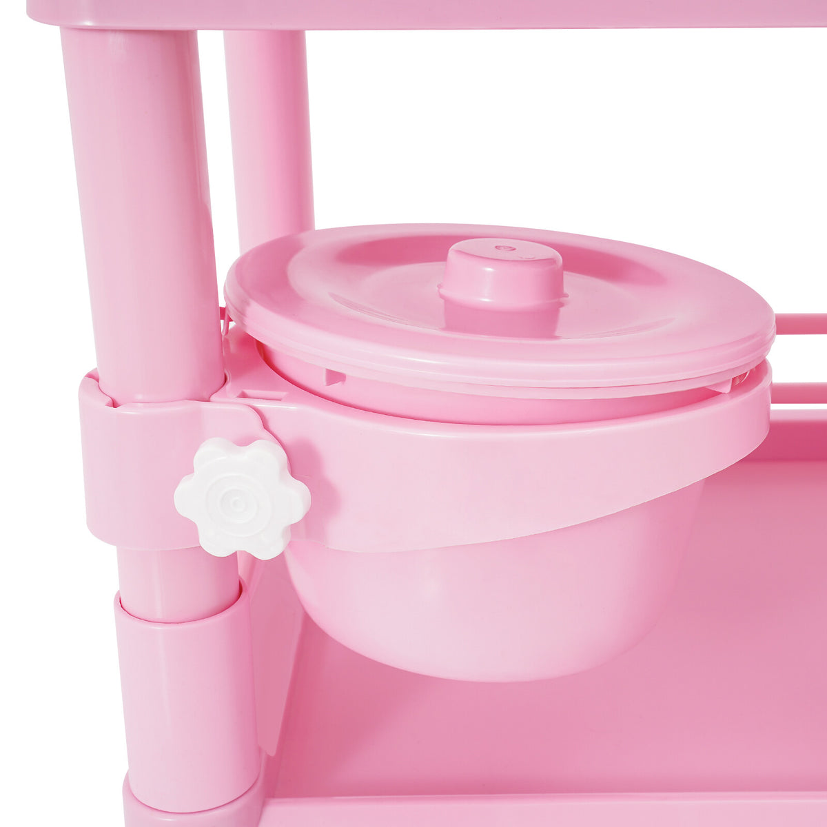 Salon Storage Cart with 3 Tiers and Drawer Pink Mobile Organizer