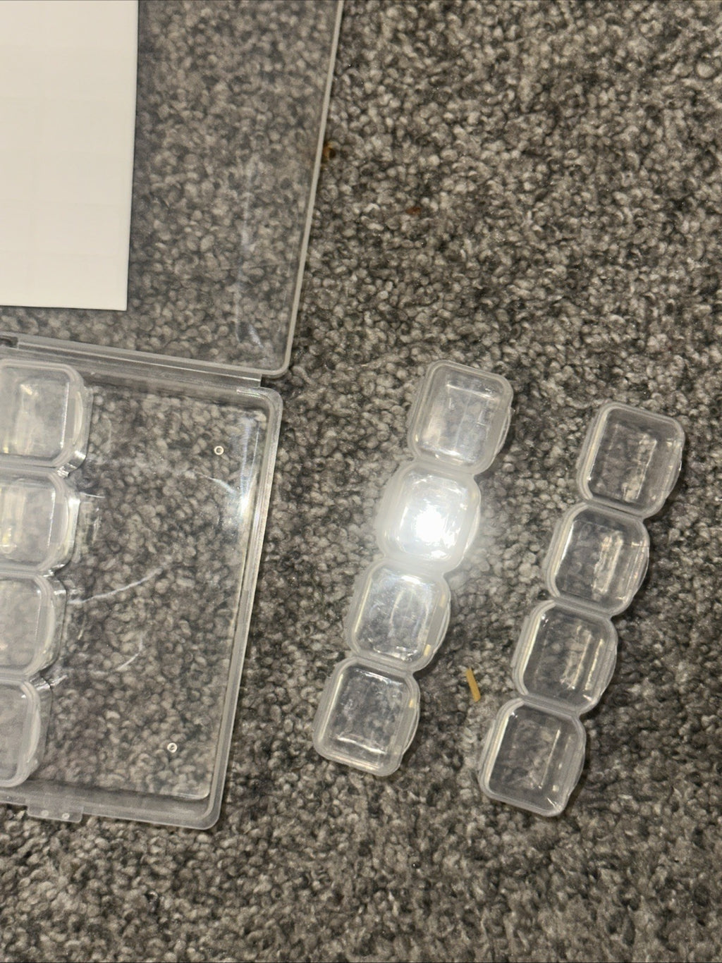(2 Pack) 28-Grid Nail Art Storage Box with Clear Compartments & Labels, Rhinestones Organizer
