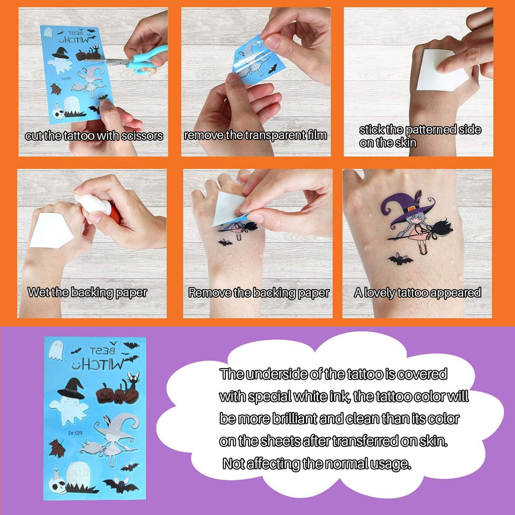 Luminous Halloween Temporary Tattoos for Kids - Glow-in-the-Dark 10-Sheet Pack
