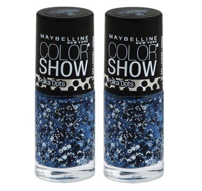 Nail Polish Set with Polka Dots Design - 2 Pack Blue Nails