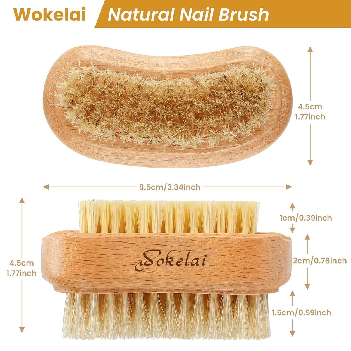 Double-Sided Wooden Nail Cleaning Brush for Fingernail & Toenail Care - 2 Pack