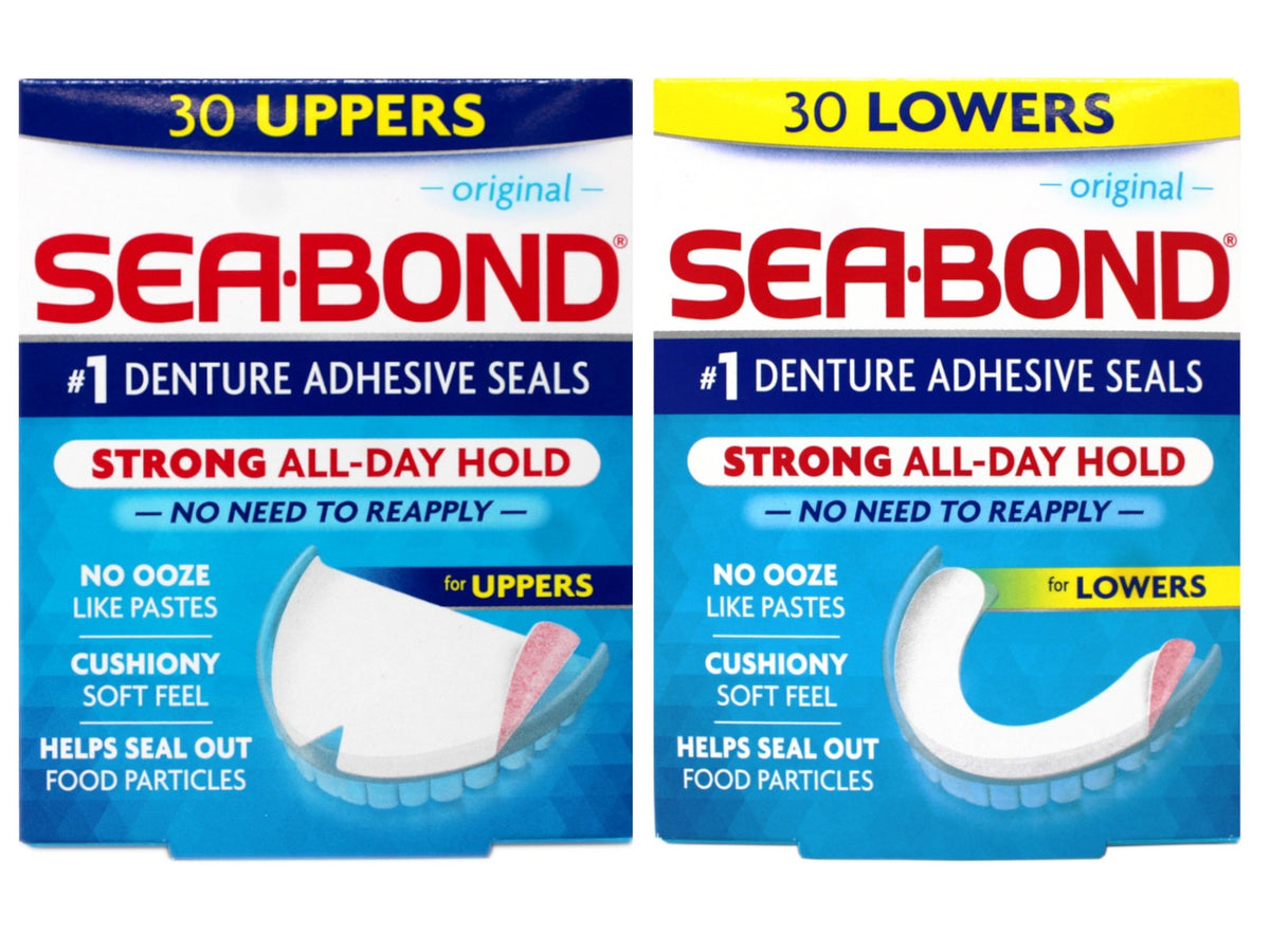 Denture Adhesive Seals - 30 Count, Secure Fit for Upper & Lower Dentures
