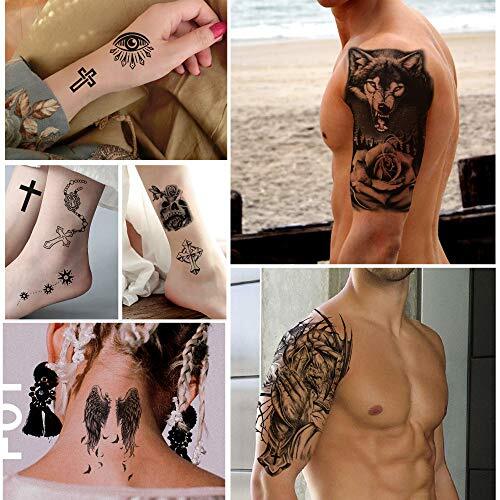 Temporary Tattoo Stickers Set - 36 Large Body Arm Chest Shoulder Tattoos 9.45 x 6.69 in