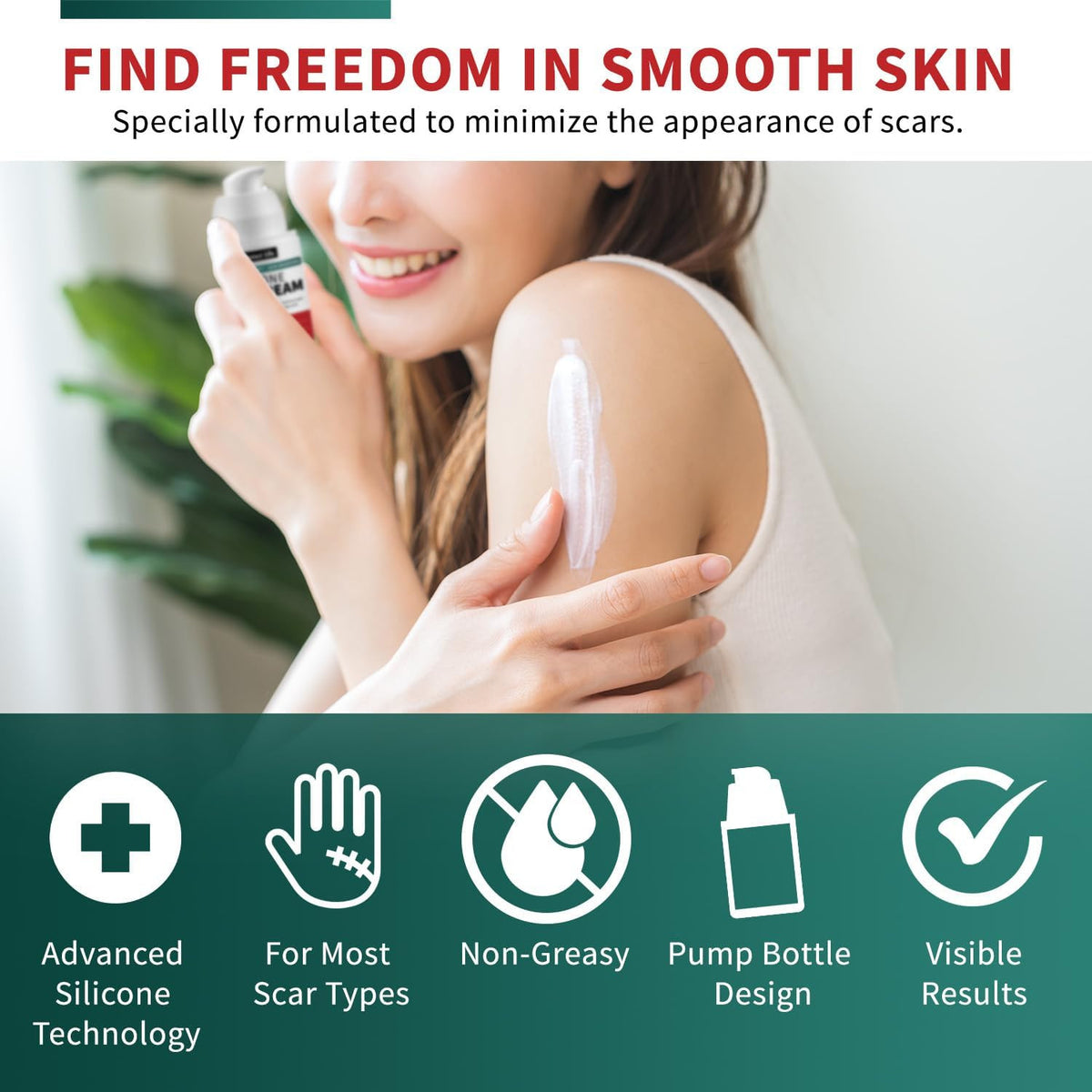 Silicone Scar Cream for Surgical, Keloid & Injury Scars - Moisturizing Gel