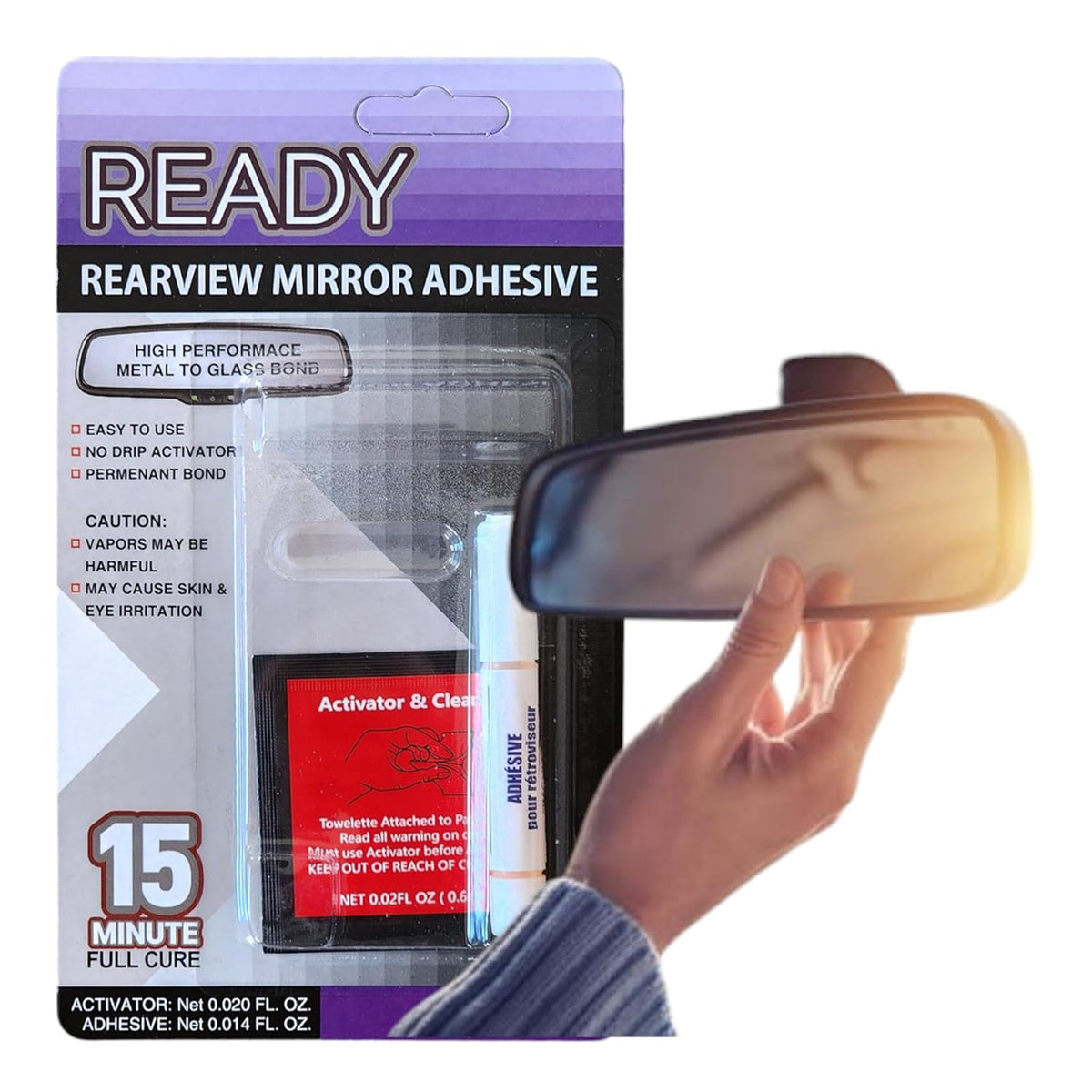 Rearview Mirror Adhesive Kit - Metal Glass Bonding, Fast Cure, Weatherproof