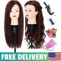 Mannequin Head with Human Hair for Hairdressing Training 22-24 Inch Stand YZ4