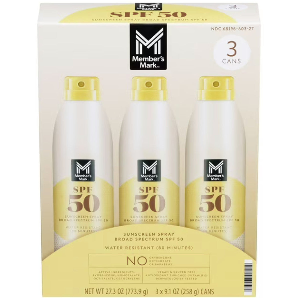 SPF 50 Sunscreen Spray 3-Pack - Broad Spectrum Water-Resistant SPF80