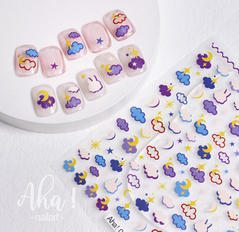 3D Nail Art Stickers Weather Bunny Cloud Cartoon Design for Nails