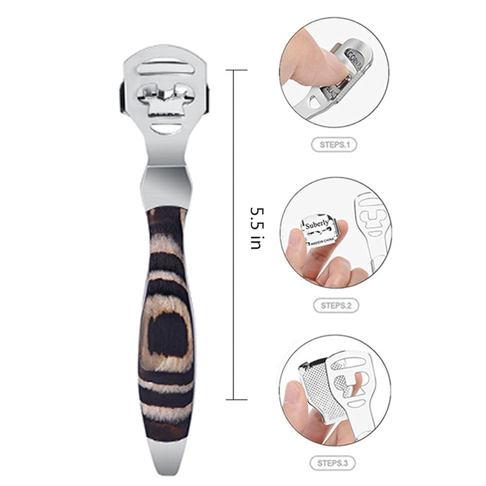 Pedicure Foot File Kit with Callus Remover & 20 Blades - Heel Scraper for Smooth Feet