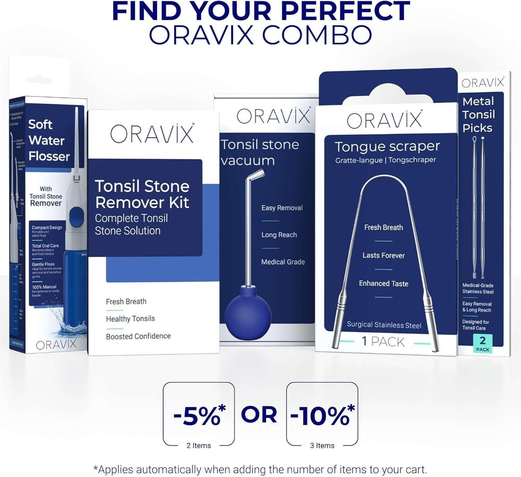 Tonsil Stone Removal Kit with Stainless Steel Picks & Silicone Tips - Safe Oral Hygiene Tool