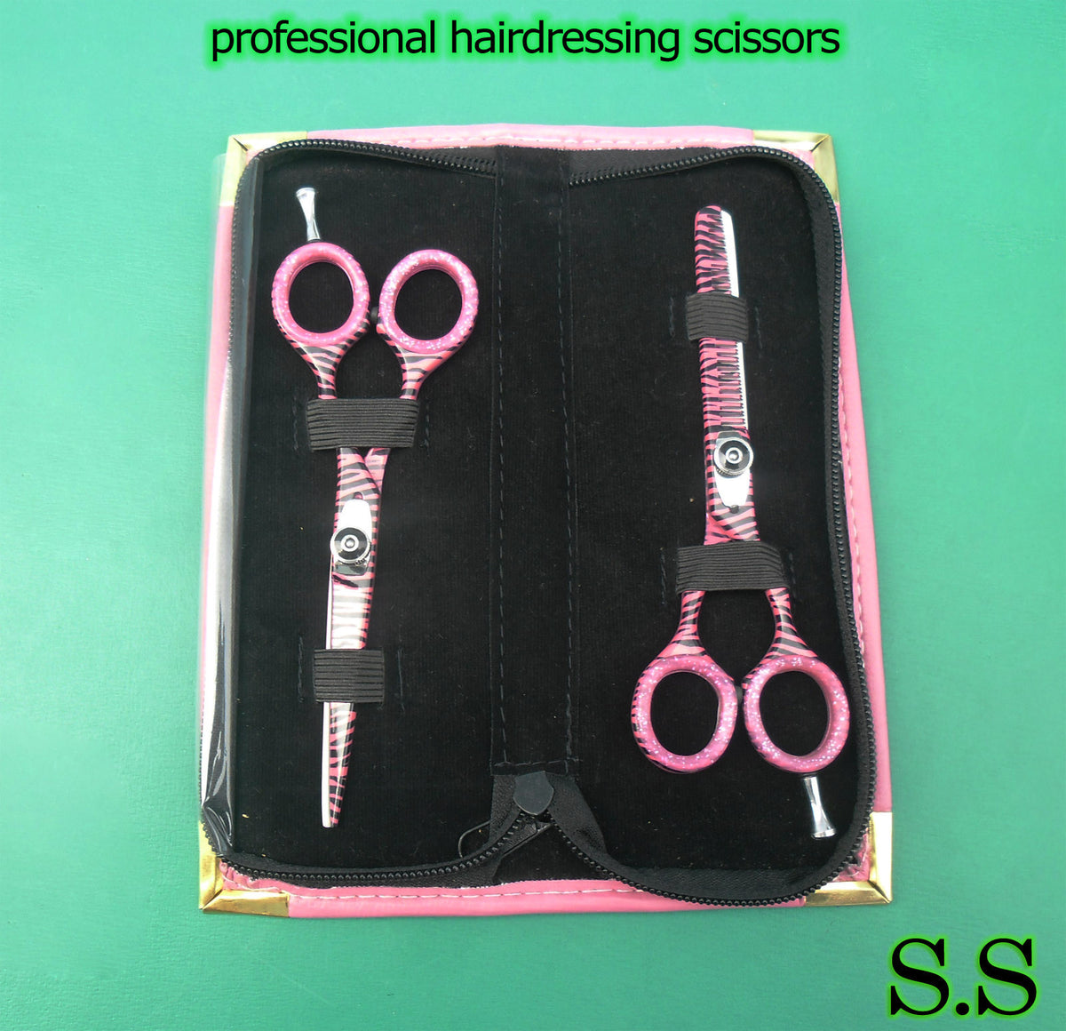 Professional Hairdressing Hair Shears Set 6-inch Pink Thinner with Case