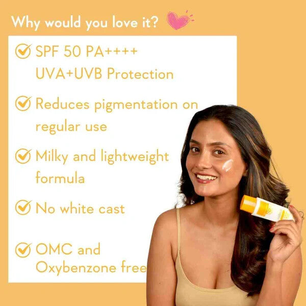 Pure Glow Vitamin C Sun Protection SPF 50 PA++++ Sunscreen Milk - Brightening
