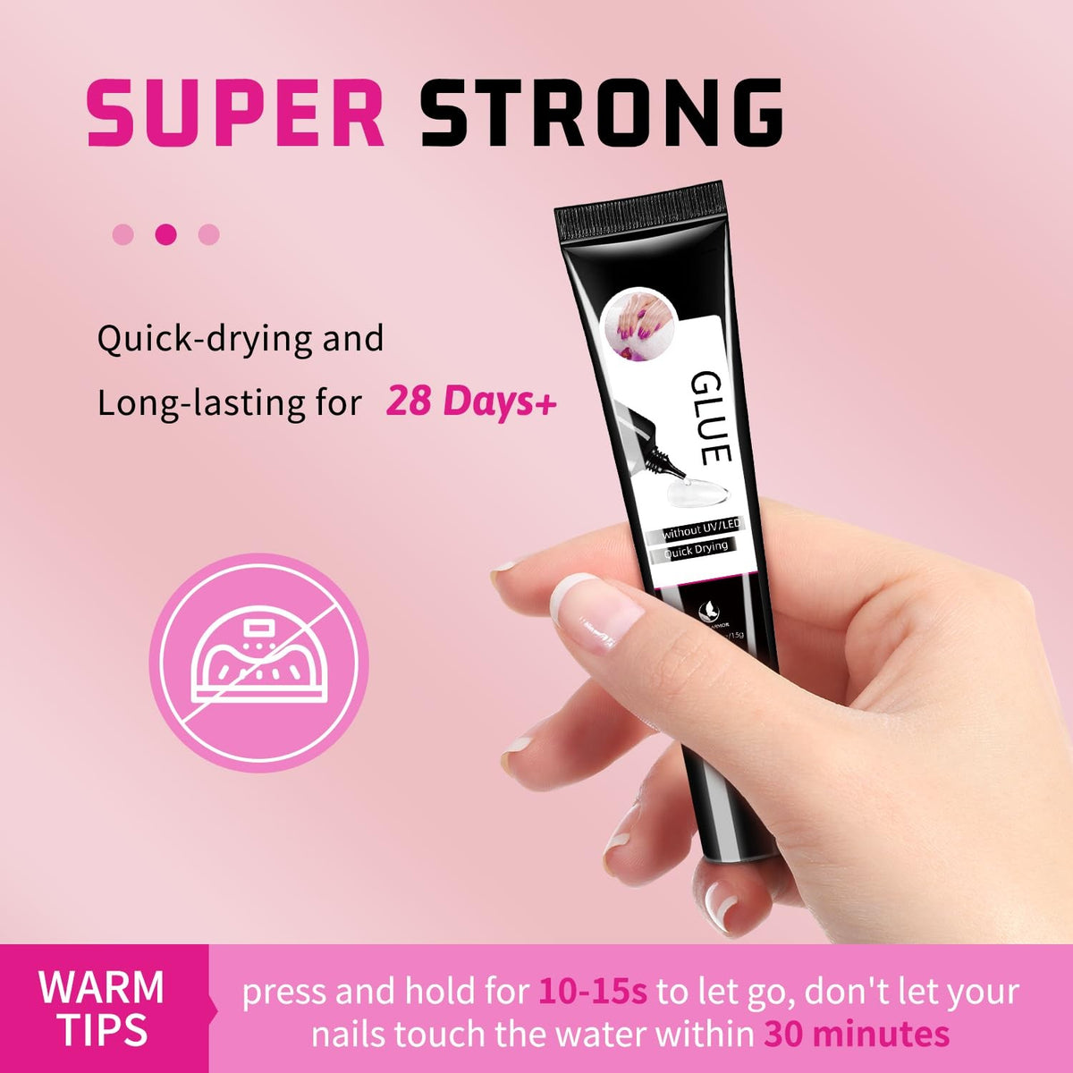 Nail Glue for Press-On Nails - 2 Pack, Quick-Drying, Long-Lasting 28+ Days