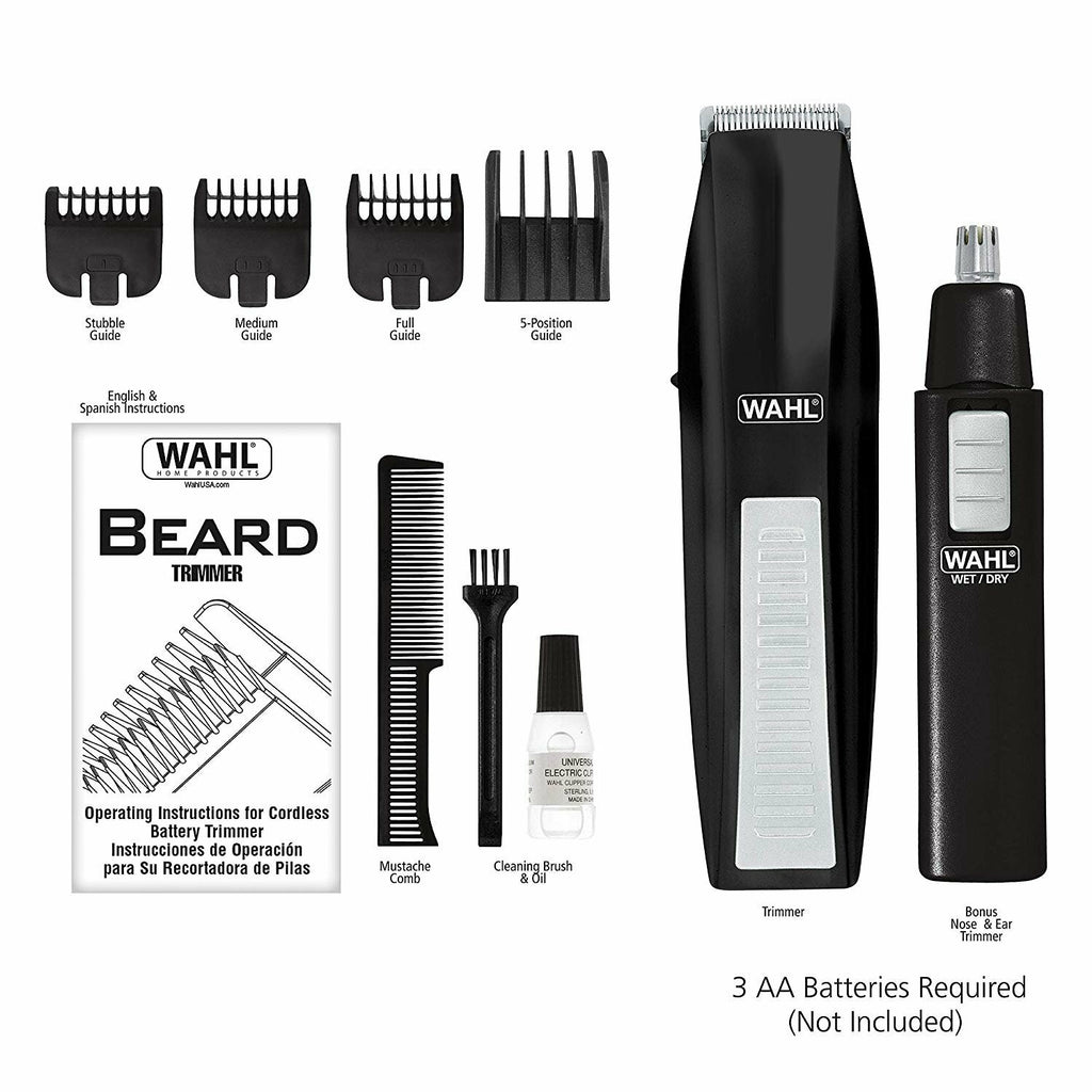 Cordless Nose Ear & Body Hair Trimmer Set with Multiple Guides and Bonus Personal Trimmer
