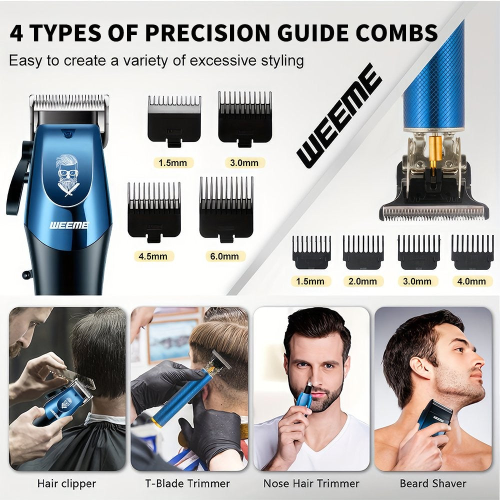 Men's Cordless Hair Clipper Set - Rechargeable Trimmer & Shaver Kit
