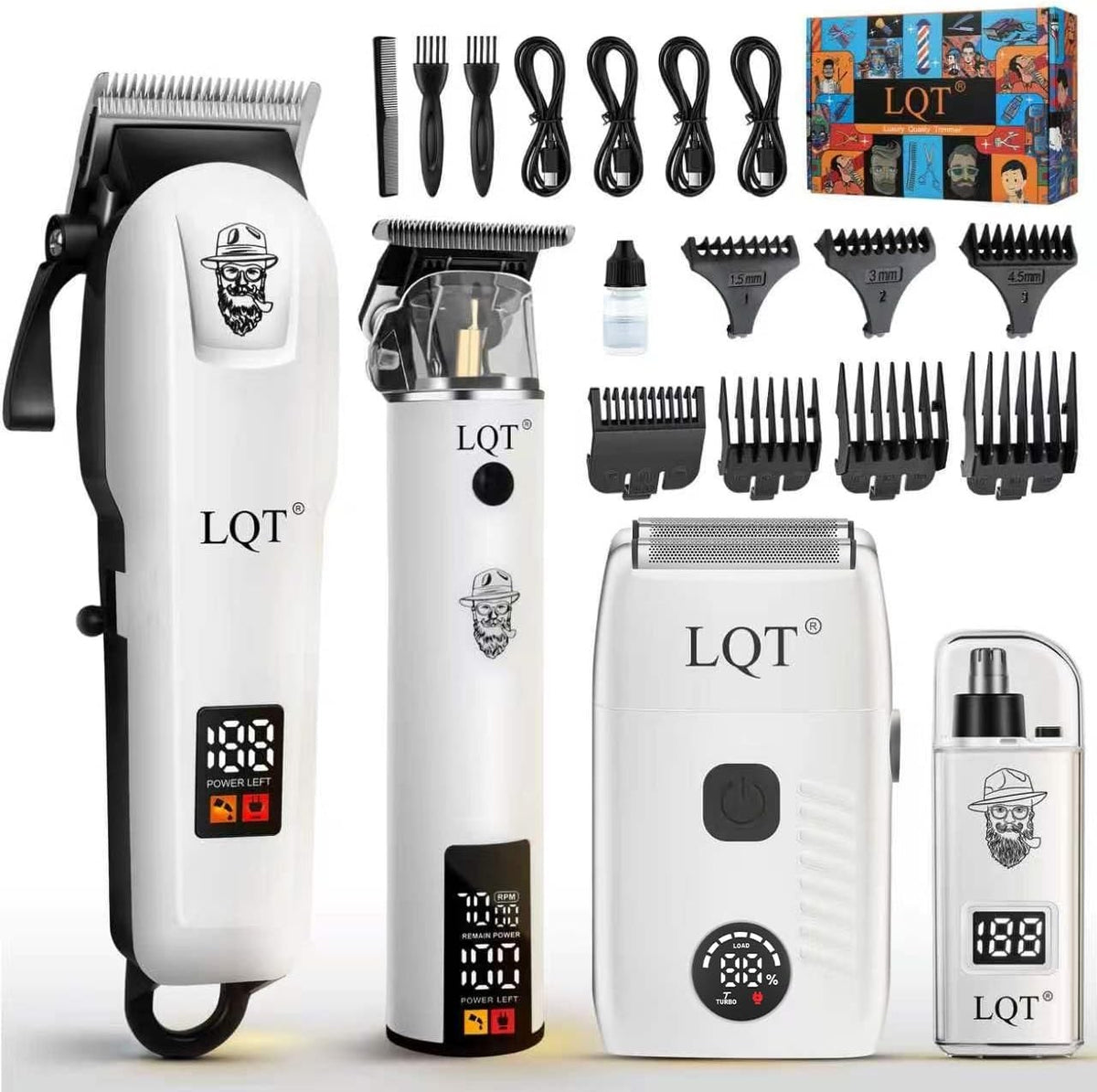 Professional Hair Cutting & Beard Trimmer Set for Men - Wireless with LED Display