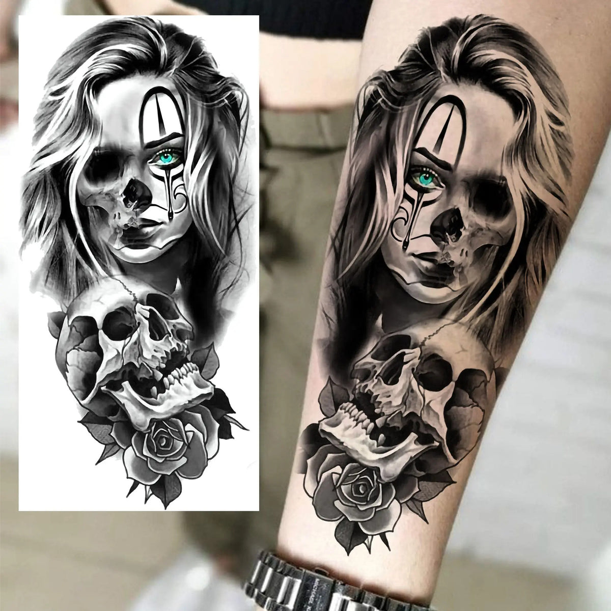 Waterproof Temporary Tattoo Sticker - Evil Joker Face, Long Lasting Realistic Design