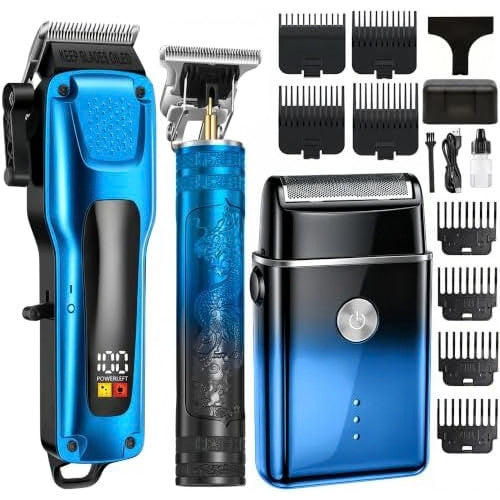 3-in-1 Men's Hair Clippers Beard Trimmer Foil Shaver Set Blue