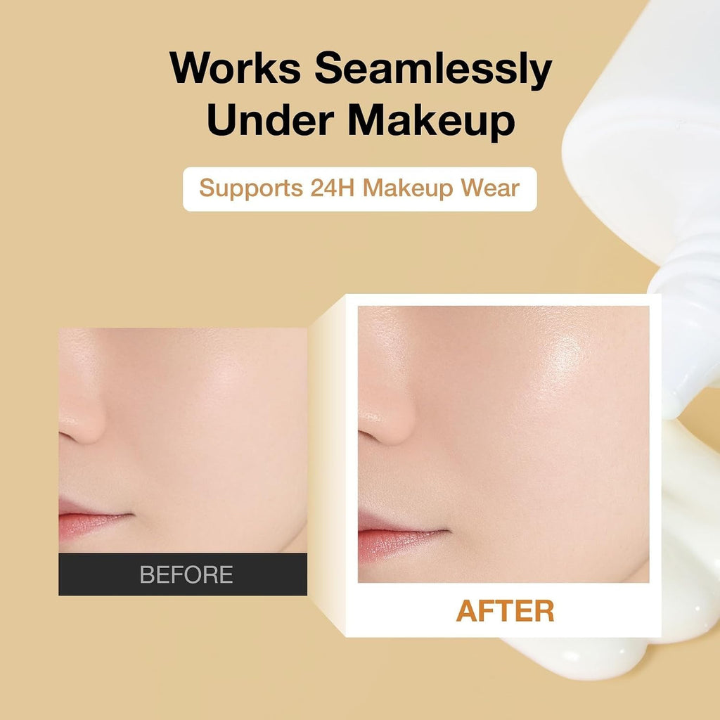 Korean SPF 50 Rice Ceramide Sunscreen for All Skin Types - Hydrating, No White Cast, Lightweight