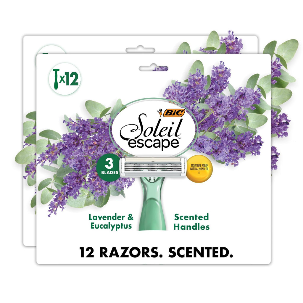 Women's Disposable Razors 12-Pack with Lavender & Eucalyptus Scented Blades – Flexible, Comfortable Shaving