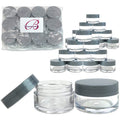20G Clear Cosmetic Sample Jars with Gray Lids - Pack of 24 BPA Free Containers