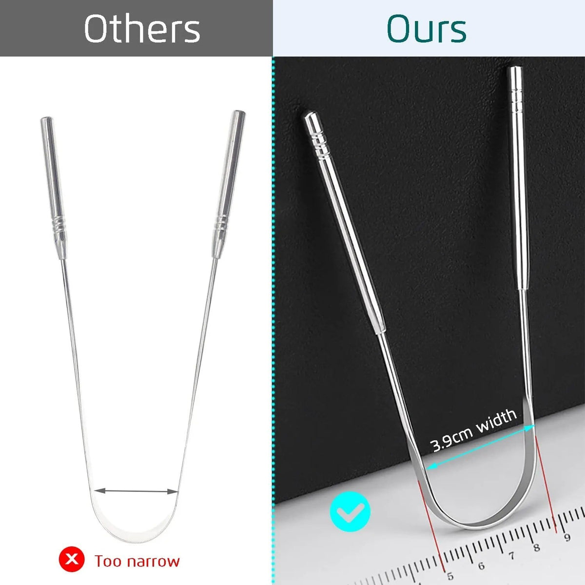 Stainless Steel Tongue Scraper Cleaner Oral Hygiene Brush Set - 3 Pack