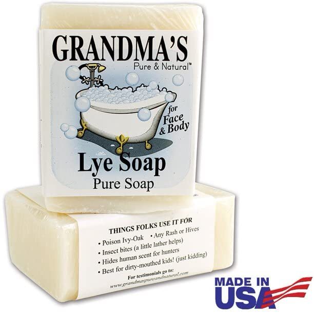 Grandma's Lye Soap - Traditional 6 Oz Hand & Body Bar for Natural Cleaning