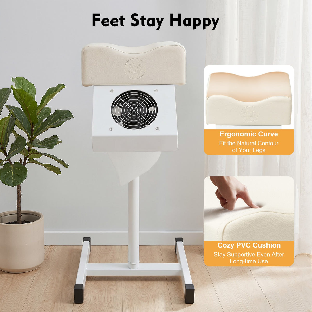 Salon Pedicure Manicure Chair Footrest with Dust Fan & Adjustable Height