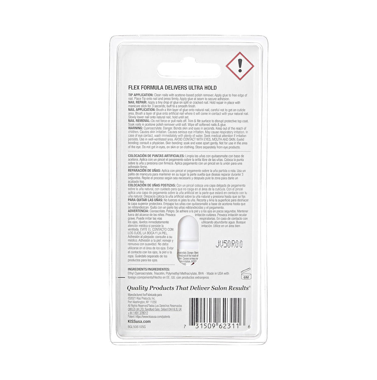 Fast Drying Nail Glue with Brush-On Applicator for Artificial Nails & Repairs