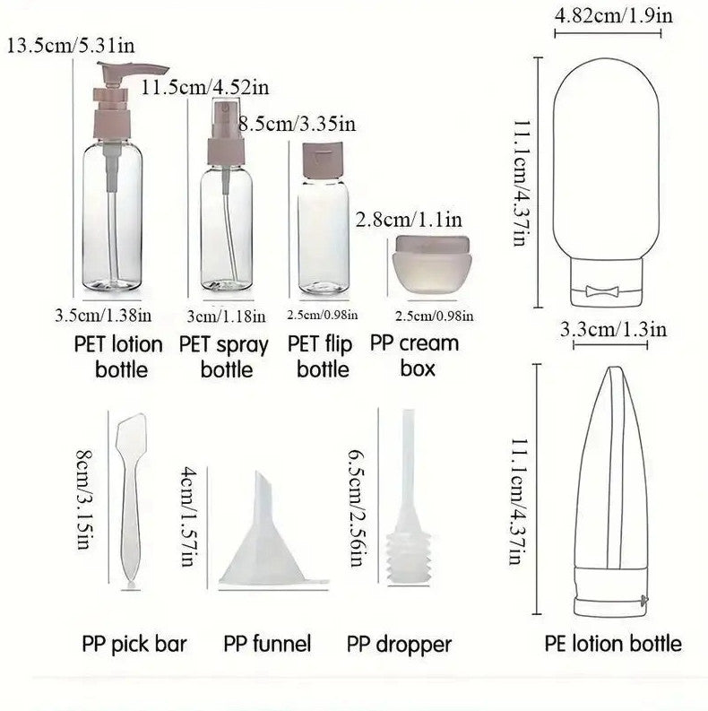 Travel Refillable Bottles Set - Leak-Proof Portable Toiletry Containers