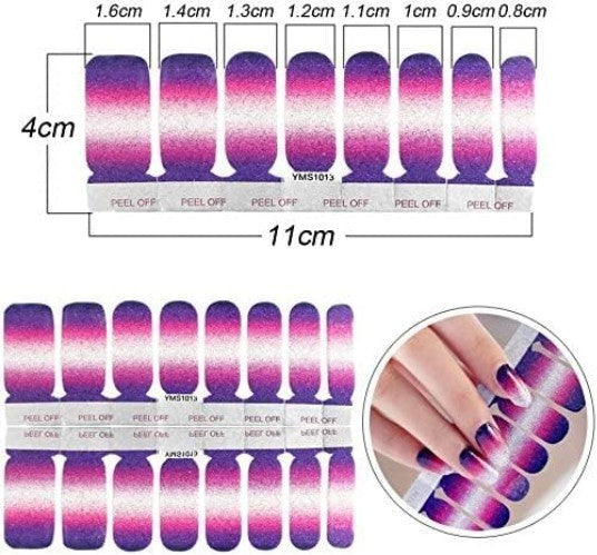 14 Sheets Glitter Gradient Nail Wraps Full Nail Art Stickers Gel Nails