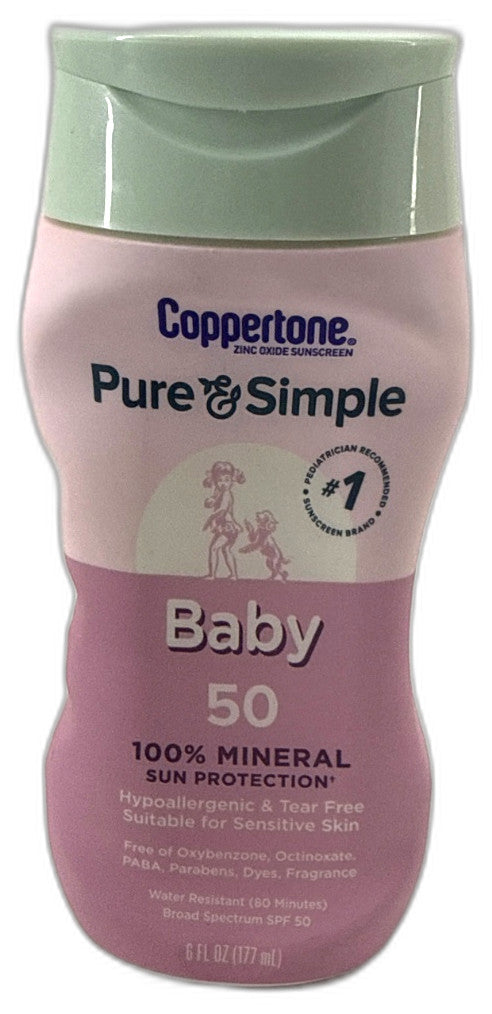 Baby Mineral Sunscreen SPF 50 - Water-Resistant, Hypoallergenic, 6oz Pack of 12