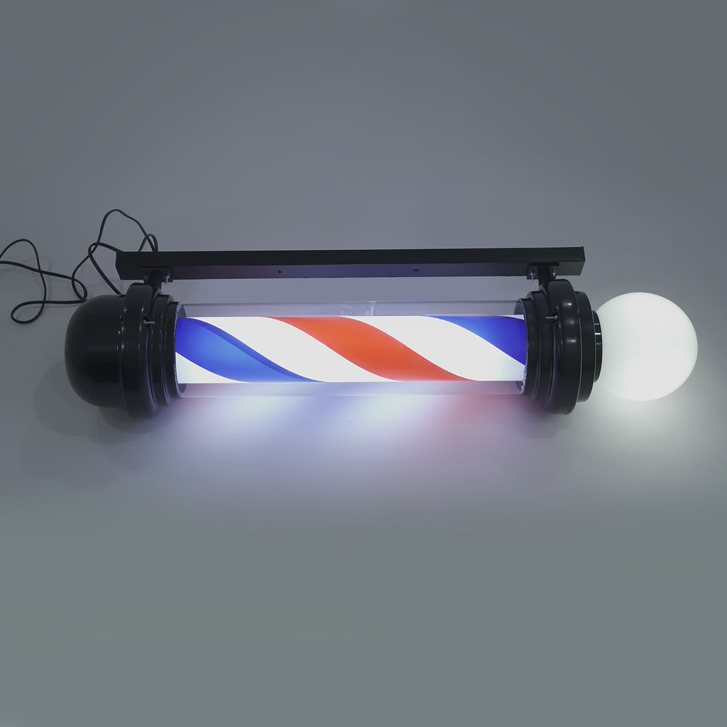 32-Inch Rotating LED Barber Pole Light - Outdoor Sign for Hair Salon