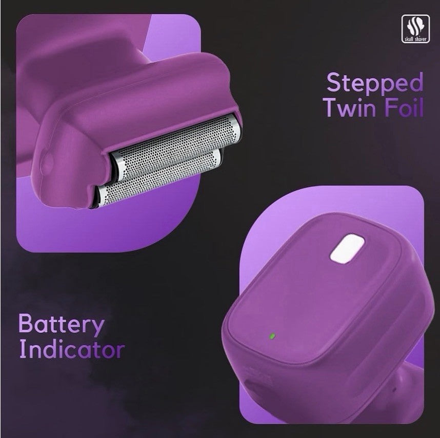 Cordless Wet Dry Rechargeable Women's Skull Shaver for Face & Body - Purple