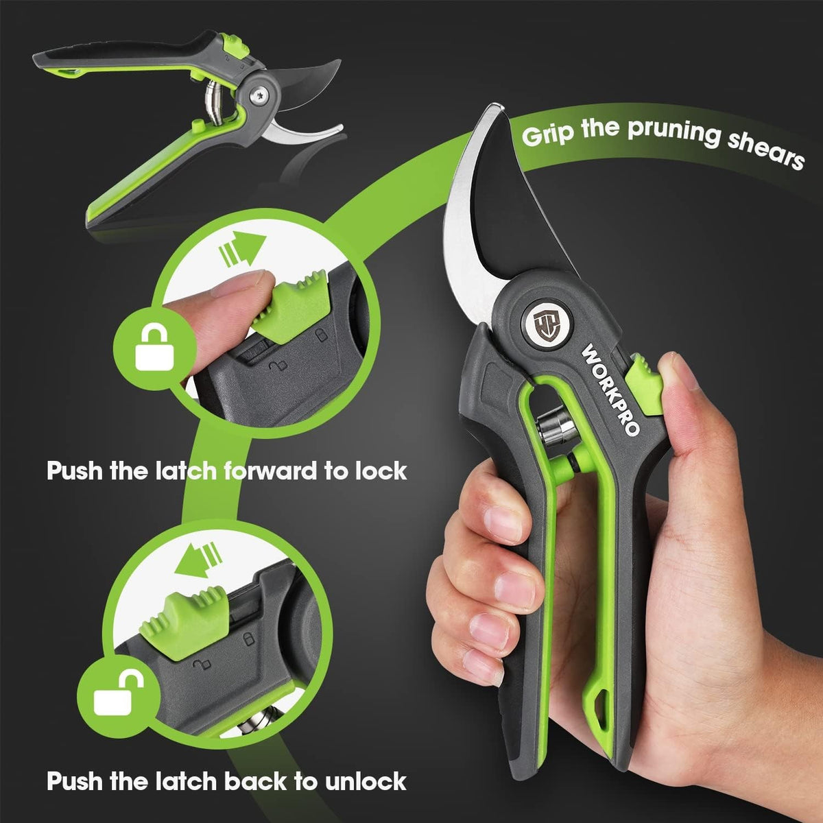 8-Inch Garden Pruning Shears with SK5 Steel Blades & Ergonomic Handles
