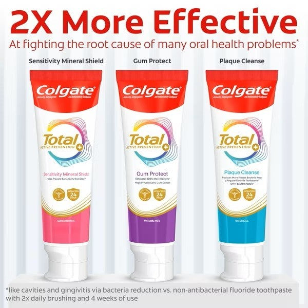 Colgate Total Active Prevention Plaque Control Toothpaste - 3 Pack 3oz Tubes