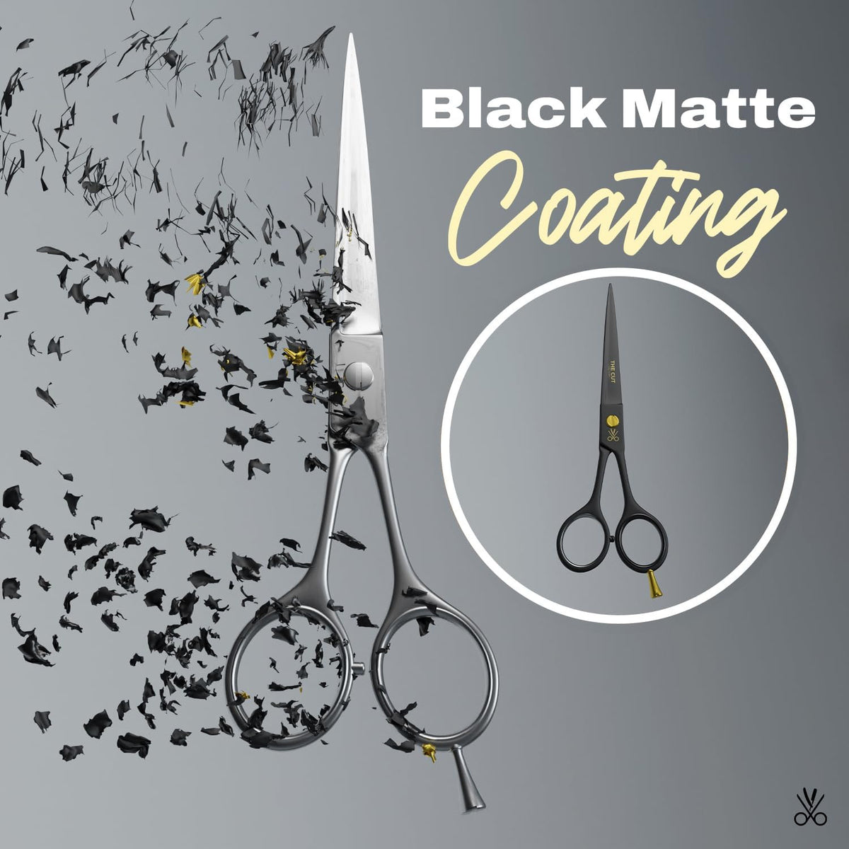 6.5-Inch Matte Black Hair Cutting Scissors - High Carbon Steel Barber Shears
