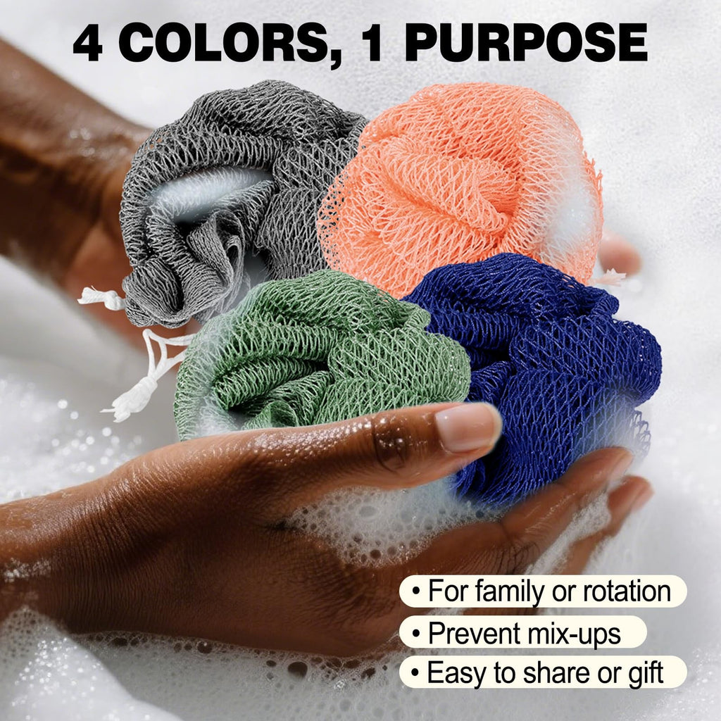 African Net Bath Sponge 42 Inches Long Exfoliating Shower Loofah - Vibrant Colors