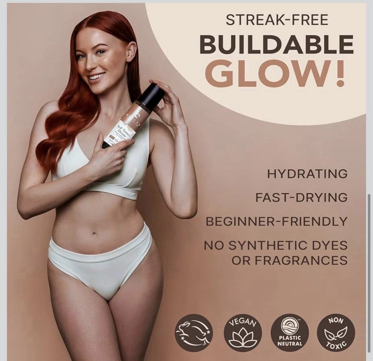 Buildable Self Tanner Mousse Foam for Face & Body - Fair to Medium, 7.5 fl oz