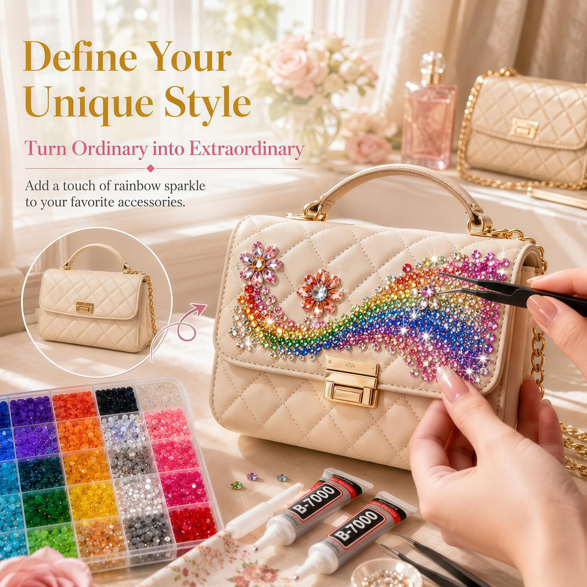 50000Pcs Rhinestones Bedazzling Kit with 30 Colors 3mm - DIY Craft Bedazzle Set
