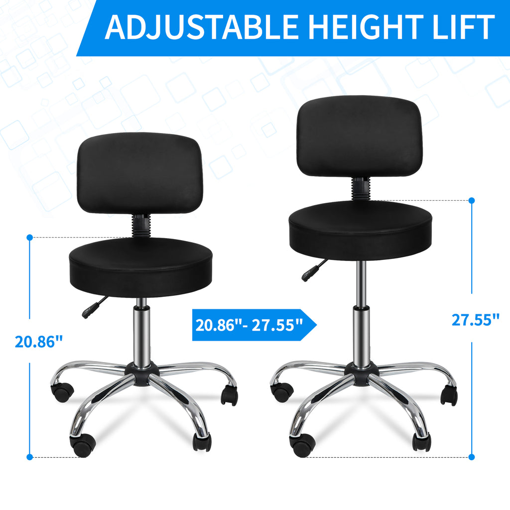 Adjustable Swivel Salon Stool Chair with Hydraulic Lift & Back Support